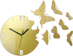 ModernClock 3D nalepovacie hodiny Butterfly zlaté