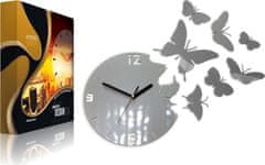 ModernClock 3D nalepovacie hodiny Butterfly sivé