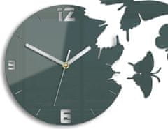 ModernClock 3D nalepovacie hodiny Butterfly tmavosivé