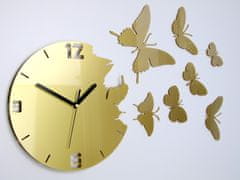 ModernClock 3D nalepovacie hodiny Butterfly zlaté