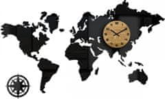 ModernClock 3D nalepovacie hodiny Continents čierne