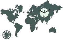 ModernClock 3D nalepovacie hodiny Continents šedé