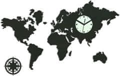 ModernClock 3D nalepovacie hodiny Continents wenge