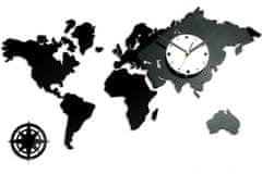 ModernClock 3D nalepovacie hodiny Continents čierno-biele