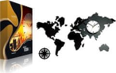 ModernClock 3D nalepovacie hodiny Continents čierno-biele