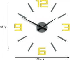 ModernClock 3D nalepovacie hodiny Reden sivo-žlté