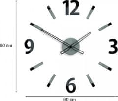 ModernClock 3D nalepovacie hodiny Will sivo-čierne