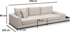 Hanah Home 4-miestna pohovka Line s odkladacím stolíkom 320 cm béžová