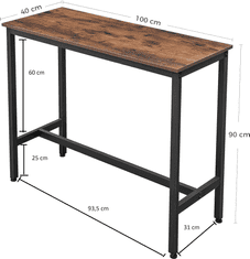 VASAGLE Barový stôl Amy hnedá/čierna