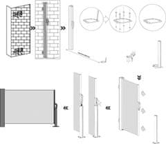 Songmics Bočná markíza 180x350 cm béžová