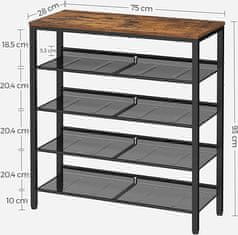 Songmics Stojan na topánky Vasagle Lorado 93 cm hnedý