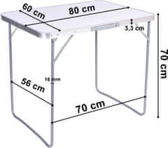 TZB Campingový rozkladací stôl CORN 80 x 60 cm biely