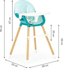 EcoToys Detská jedálenská stolička 2 v 1 Colby modrá