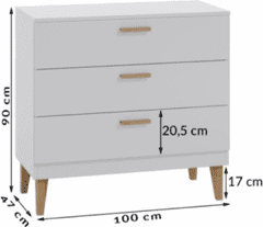 Kocot kids Detská komoda Kubi 100 cm biela