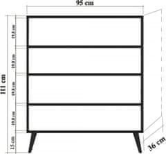 Hanah Home Detská komoda Cats 95 cm biela