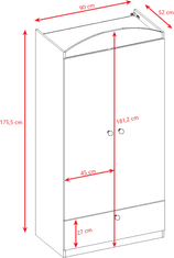 Kocot kids Detská skriňa Babydreams 90 cm ružová