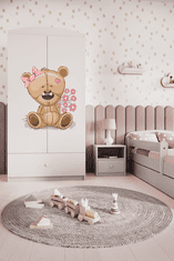 Kocot kids Detská skriňa Babydreams 90 cm medvedík s kvietkami biela