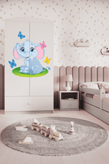 Kocot kids Detská skriňa Babydreams 90 cm slon s motýlikmi biela