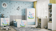 Kocot kids Detská skriňa Babydreams 90 cm slon s motýlikmi modrá