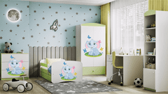 Kocot kids Detská skriňa Babydreams 90 cm slon s motýlikmi zelená