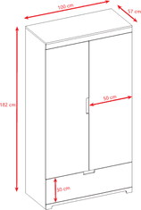 Kocot kids Detská skriňa Tomi 100 cm biela