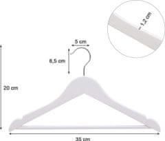 Songmics Detské drevené ramienko na odevy 20 kusov – biele