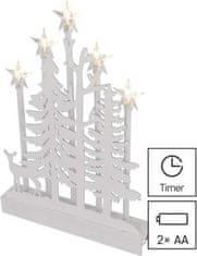 EMOS Drevená LED dekorácia Fores s časovačom 35,5 cm teplá biela