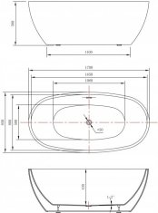 Mexen Akrylátová vaňa ERIS 170x85 cm biela + automatický výpust