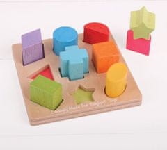 Bigjigs Toys Drevené kocky CUBES tvary a farby