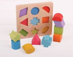 Bigjigs Toys Drevené kocky CUBES tvary a farby