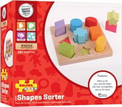 Bigjigs Toys Drevené kocky CUBES tvary a farby