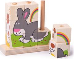 Bigjigs Toys Drevené nasadzovacie kocky ANIMALS