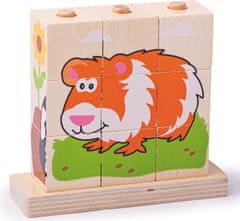 Bigjigs Toys Drevené nasadzovacie kocky ANIMALS