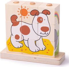 Bigjigs Toys Drevené nasadzovacie kocky ANIMALS