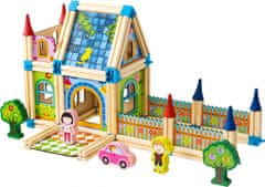 EcoToys Drevené stavebné kocky 6v1 House hnedé