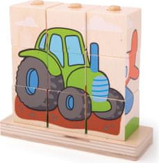 Bigjigs Toys Drevené nasadzovacie kocky CARS