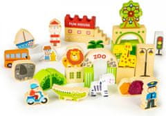 EcoToys Drevené kocky ZOO 120 kusov