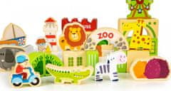 EcoToys Drevené kocky ZOO 120 kusov