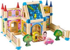 EcoToys Drevené stavebné kocky 6v1 House hnedé