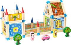 EcoToys Drevené stavebné kocky 6v1 House hnedé