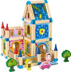 EcoToys Drevené stavebné kocky 6v1 House hnedé