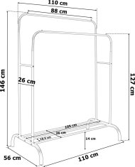 TZB Dvojitý vešiak BENI 110 cm biely