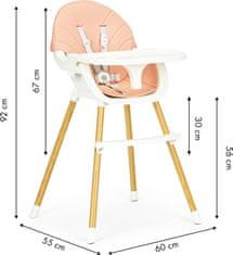 EcoToys Detská jedálenská stolička 2v1 Colby ružová