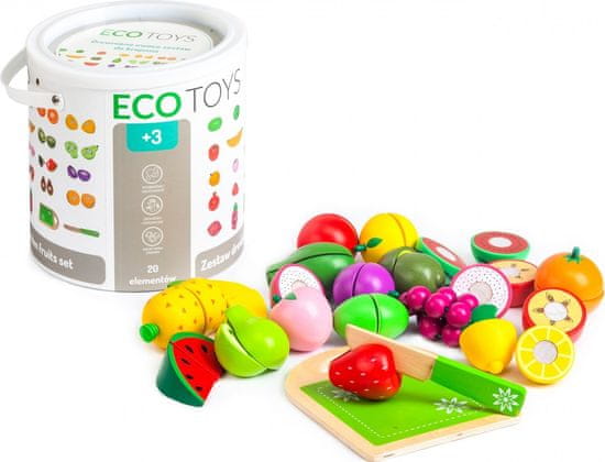 EcoToys Drevené ovocie na sekanie - 20 kusov