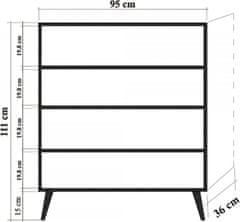 Hanah Home Komoda Kikos 95 cm hnedá/viacfarebná