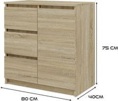 Topeshop Komoda Ralp 80 cm dub sonoma