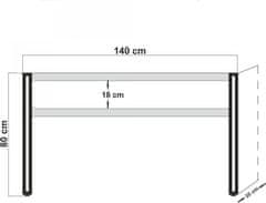 Hanah Home Konzolový stolík Dresua 140 cm hnedý/antracitový