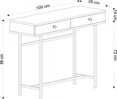 Hanah Home Konzolový stolík Esta 100 cm hnedý/čierny