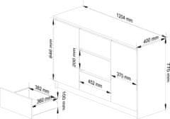 Akord Komoda 120 cm K016 biela