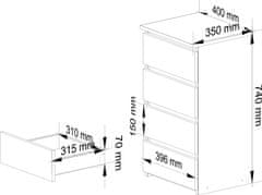 Akord Komoda CL4 40 cm bílá